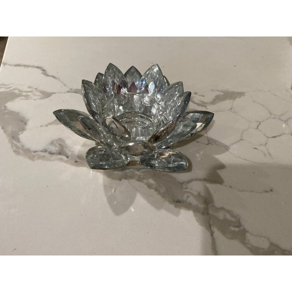 Vintage Crystal Swarovski Lotus Candle Holder